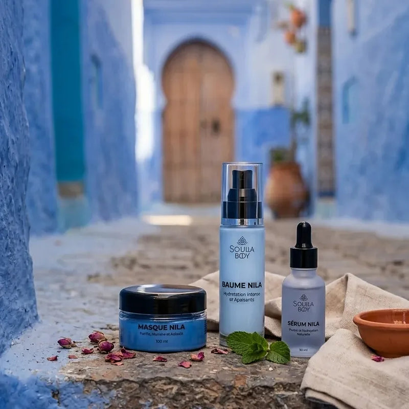Pack SouilaBody dans les ruelles bleues de Chefchaouen au Maroc
